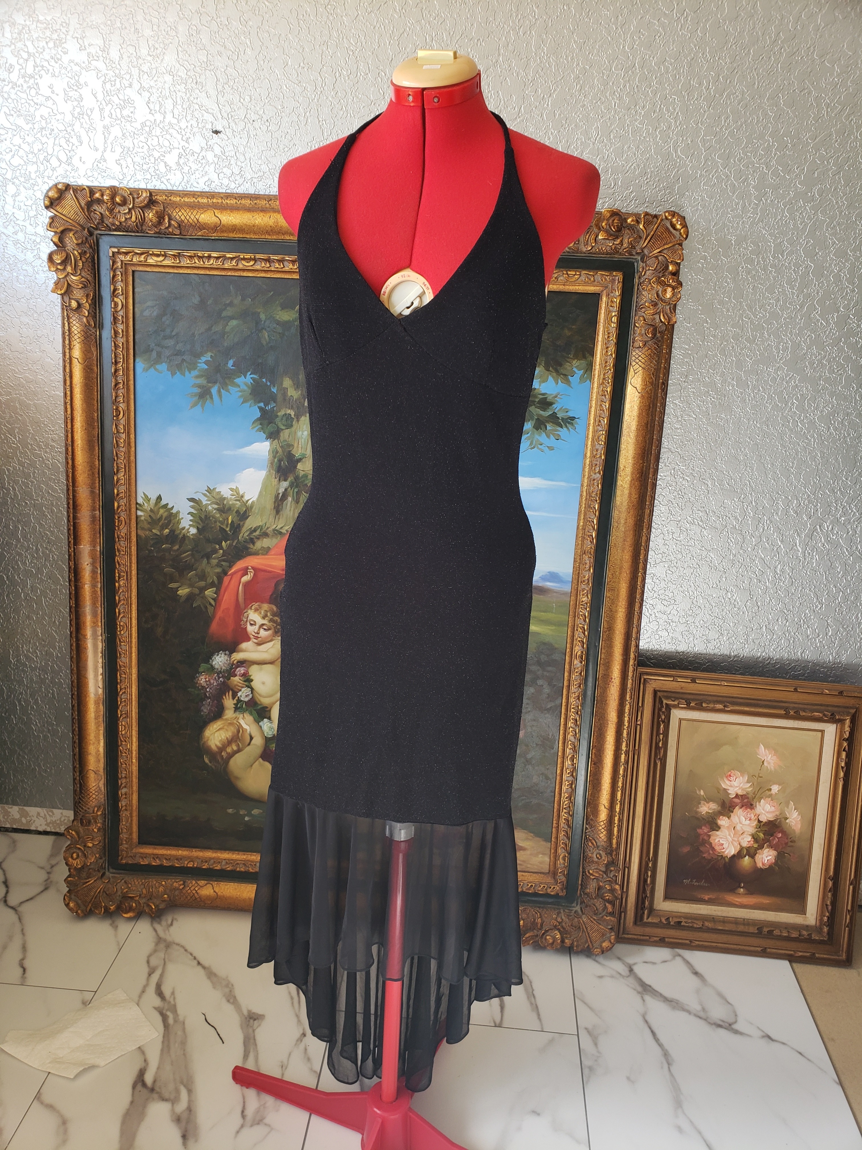 French Kiss Black Halter High-Low Evening Dress
